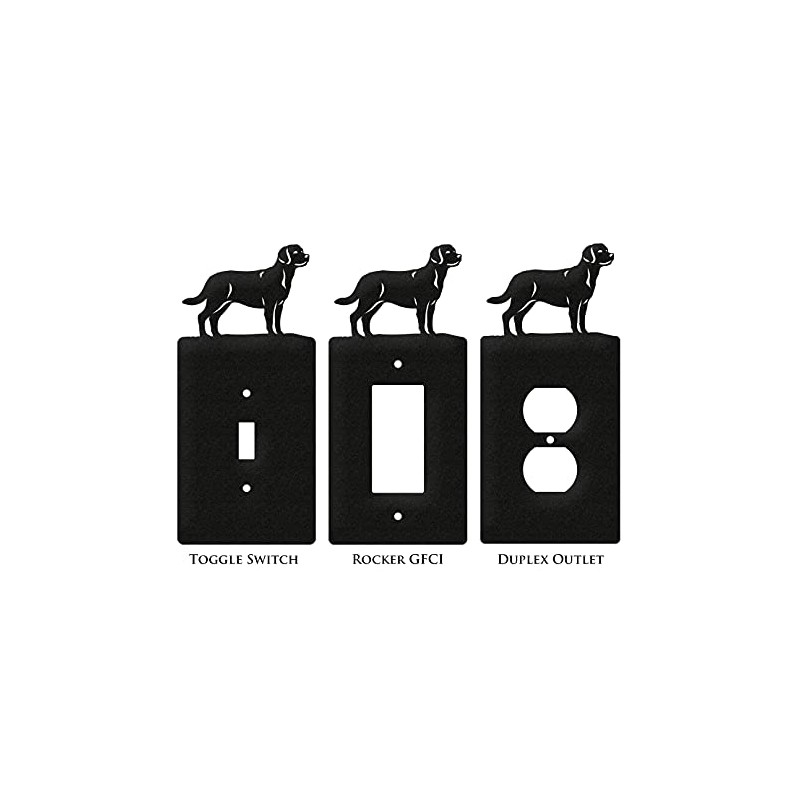 SWEN Products Labrador Metal Wall Plate Cover (Double Outlet, Black)