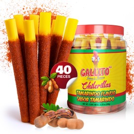 Gallito Mex Chilerillas Tamarindo Sticks | Spicy Candy Sour Straws with Chili and Tamarind Flavor | Sweet and Tangy Mexican Candy | Bulk Pack for Parties, Snacks, Piñatas & Sharing | 40 Pieces, 1-Pack