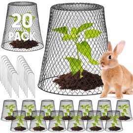 Geosar 20 Pcs 9 inch Chicken Wire Cloche Plant Protector Cover Metal Garden Cloche Dome for Plants Chicken Wire Protection Basket with Garden Stakes for Avoiding Rabbit Bird Small Animals Eat (Black)