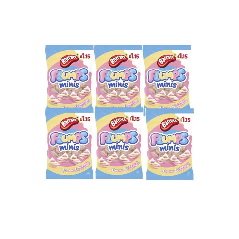 06 x Flumps Minis Vanilla Flavour Fluffy Mallow Twist Bag