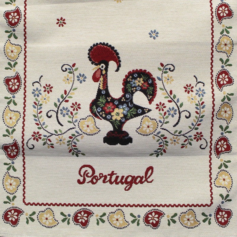 Traditional Portuguese Rooster Beige Table Runner