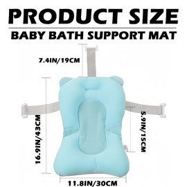 Baby Bath Pad Bathtub Support Cushion Adjustable Nonslip Newborn Toddler Bath Cushion for Baby 0-12 Months（Blue）