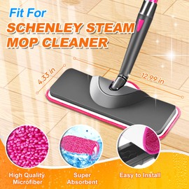 MyKEEPOW Steam Mop Pads Compatible with Schenley Steam Mop Cleaner and Dupray Neat Steam Cleaner, Microfiber Mop Pad Refill for Multi-Surface Floor, 8 Pack, Pink
