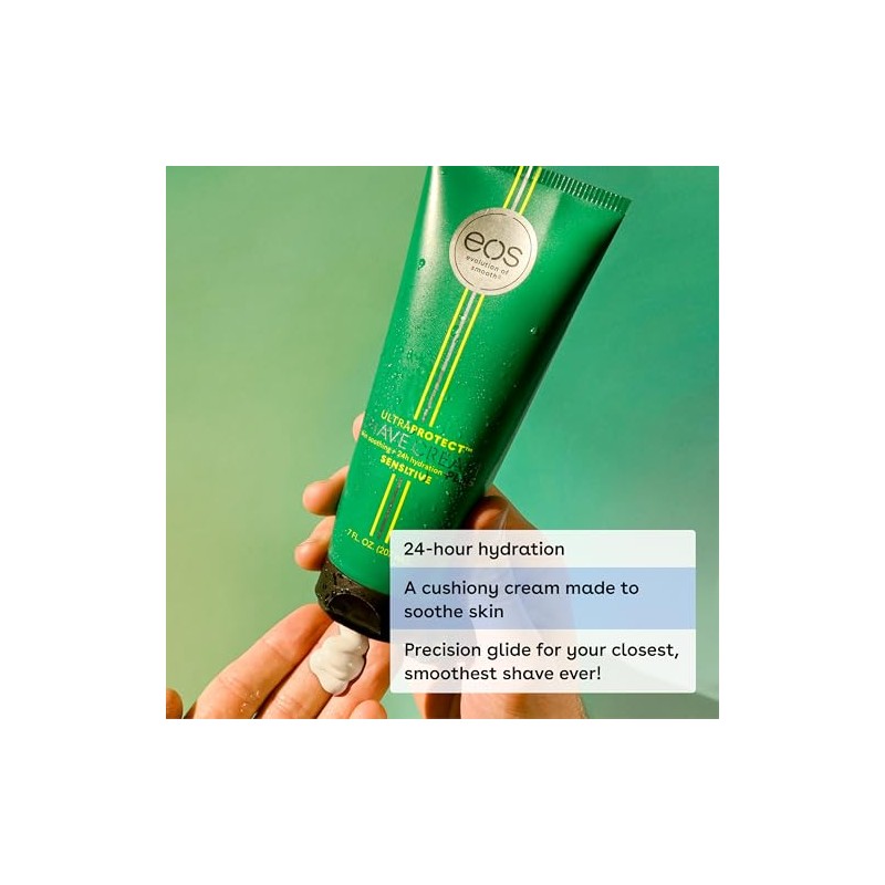 eos UltraProtect Menâ€™s Shave Cream- Sensitive, 24-Hour Hydration, Unscented, Non-Foaming