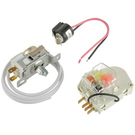 Upgraded 2198202 Cold Control Thermostat W10822278 Defrost Timer W10225581 Bimetal Thermostat Refrigerator Defrost Complete Kit Replacement Exact Fit for Whirlpool Kenmore Refrigerators