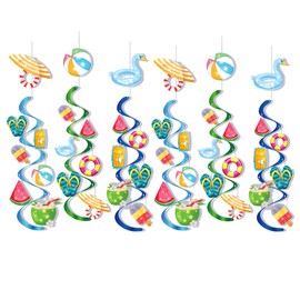 21 Pcs Summer Pool Party Decorations Hanging Swirl Birthday Streamers Summer Beach Theme Party Swirl Decoration Baby Shower Wedding Birthday Party Supplies