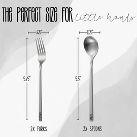 Emotions Utensil Set for Kids (4pcs) Stainless Steel Engraved with Motivational Words to Encourage Eating | Ages 2+ | Child Flatware Cutlery Set | Valentine's Day Gift for Toddlers and Kids