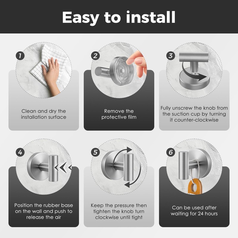 WingWider Shower Hooks for Inside Shower,No-Drill Removable&Reusable Towel Hooks for
