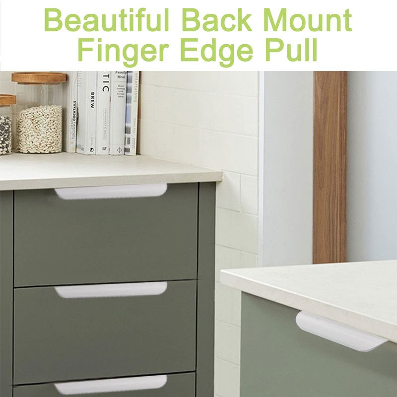 UFURMATE Back Mount Finger Edge Pull, 8Pcs White Aluminum Alloy