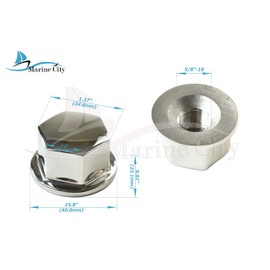 MARINE CITY 5/8 Inches-18 Thread Stainless Steel Strong Sturdy Steering Wheel Mounting Nut Smooth Design Fine Polished for Marine Boat Yacht Accessory Hardware