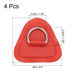 PATIKIL 3.5" Paddle Board D Rings, 4 Pcs Stainless Steel D-Ring PVC Patch Pad No Glue Include for Raft Kayak Inflatable Boat Surfboard, Red
