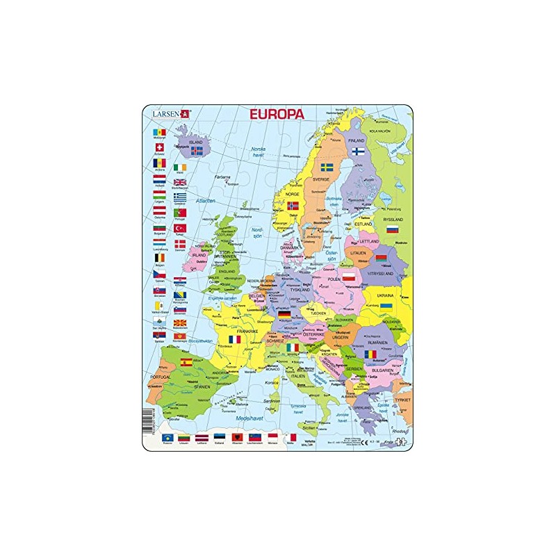Larsen K2 Political Map of Europe, Frame Puzzle with 48