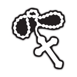 Rosary Catholic Vinyl Decal Sticker | Cars Trucks Vans Walls Laptops Cups | White on Black Background | 5.5 inches | KCD1340