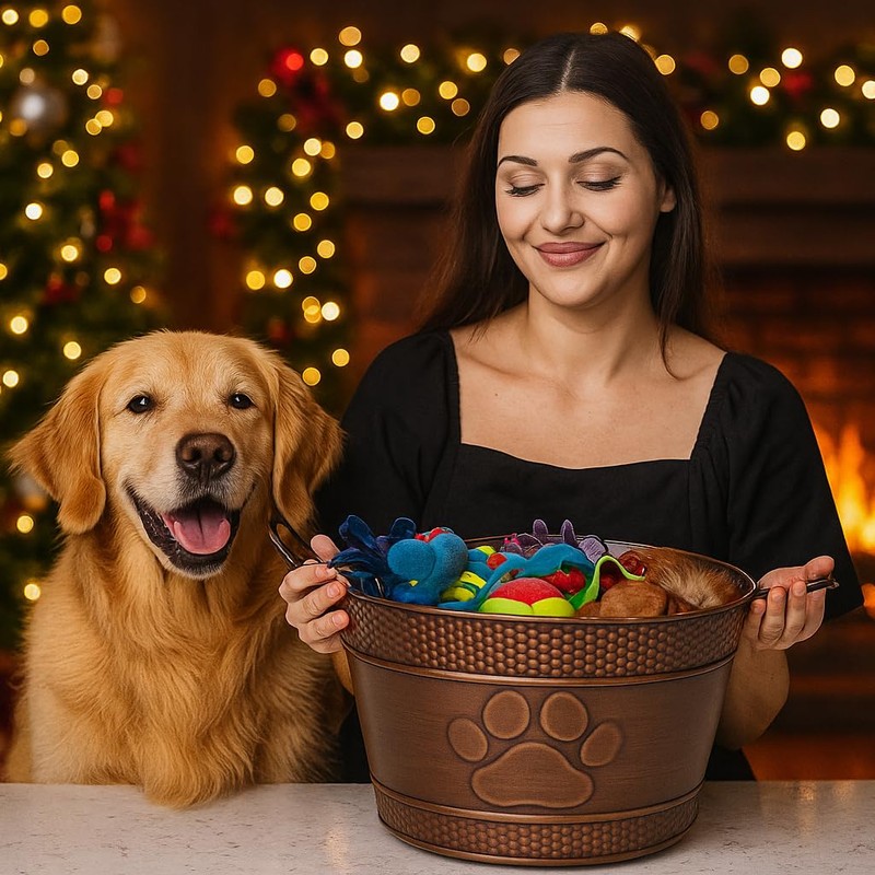 BREKX Metal Indestructible Dog Toy Bin - Storage Bin with