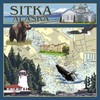 Sitka, Alaska, Nautical Chart (Absorbent Ceramic Coaster, Single, Cork Back,
