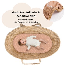 Yoofoss Moses Basket Fitted Sheets 81 x 41 x 8 cm Cozy & Breathable Pram Sheets Fitted for Baby Boy and Girl 2 Pack Easy Care Soft Crib and Bassinet Sheets Brown Giraffes