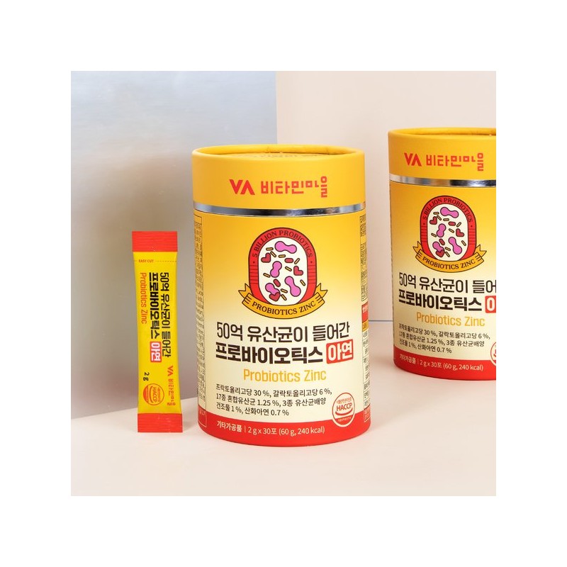 비타민마을 50억 유산균이 들어간 프로바이오틱스 아연 1박스 30포 Vitamin Village