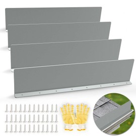 Gutter Valley Splash Guards, 15.7 x 3.5 Inch 4 Pack Gutter Guard, Aluminum Rain Gutter Guard Downspout Rain Diverter for Roof Shingle, Rain Drip Guard for Straight House (Gray)