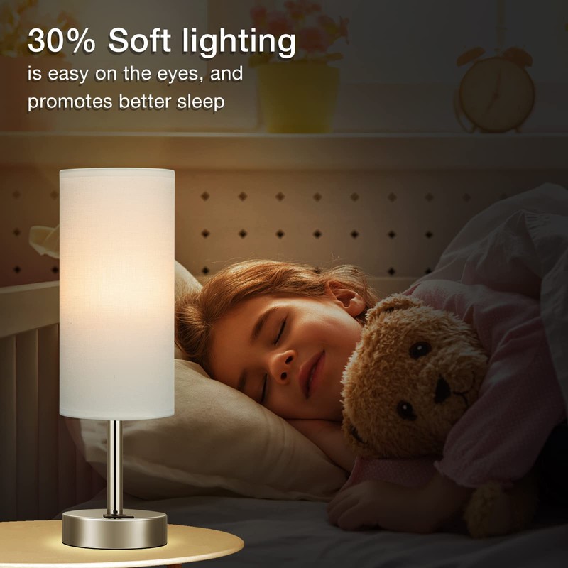 White Bedside Touch Table Lamps for Bedroom Nightstand with USB-C