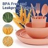 Wheat Straw Dinnerware Sets,48-Piece Beige Plates and Bowls Sets for