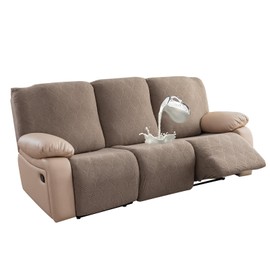 YUEANG 100% Waterproof Recliner Sofa Slipcovers, 3 Pieces Stretch Reclining Couch Covers for 3 Cushion Couch Sofa Pet Friendly Washable Furniture Covers for Dogs, Pets, Kids (Taupe, 3 Seater)