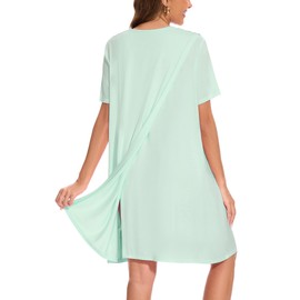 AVIIER 100% Cotton Hospital Gowns for Women Open Back Tear Away Post Shoulder Surgery Dress Adaptive Clothing Nightgowns Light Green XXL