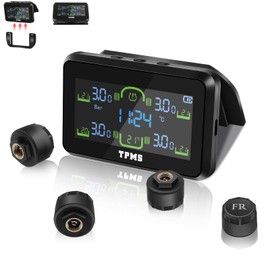 Liwogi Universelles Auto-Reifendruckkontrollsystem mit abnehmbarer Halterung, TPMS Solar-Reifendruckmonitor mit 5 Alarmsystem, 4 Radschalter-Modi für LKW, Wohnmobil, Anhänger, Auto