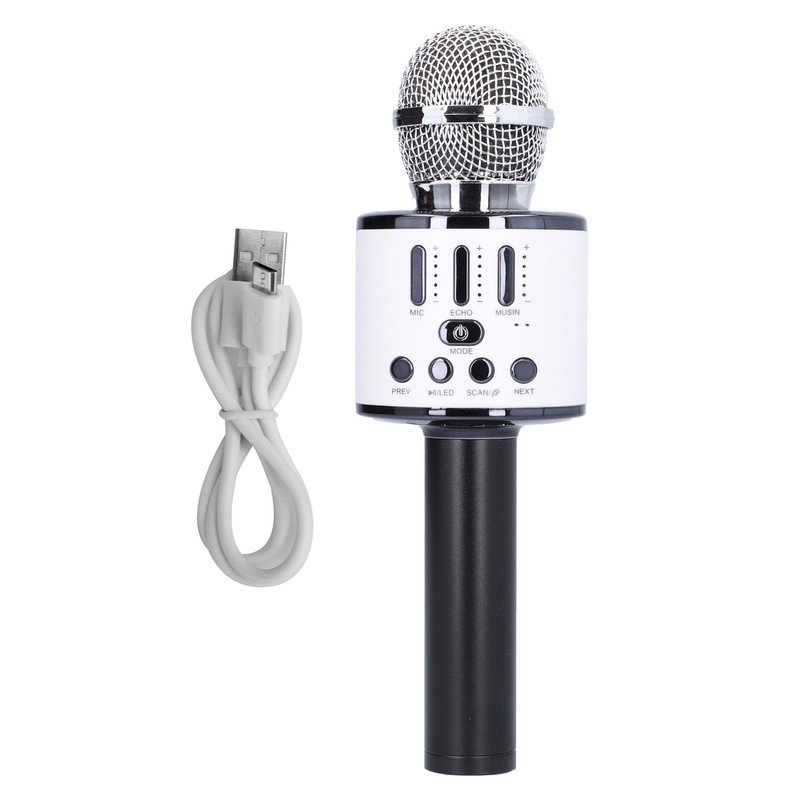 Q88 Microphone Wireless Bluetooth Karaoke LED Portable Handheld Black for