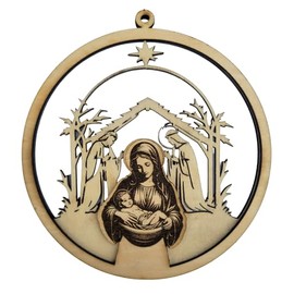 Virgin Mary Madonna Christmas Tree Wooden Ornament 5.5"