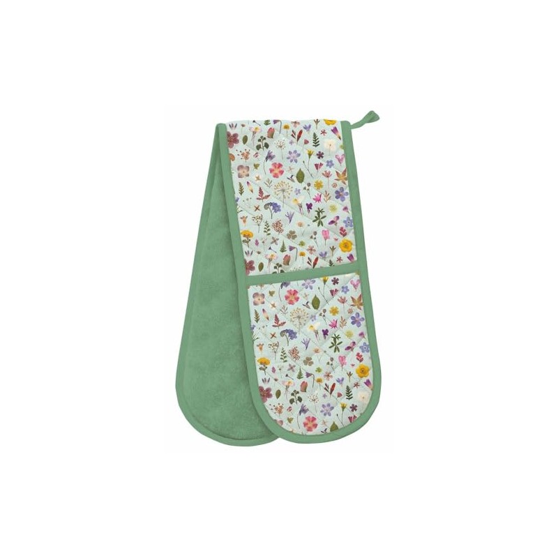Double Oven Gloves - Organic Cotton - Floral Design -