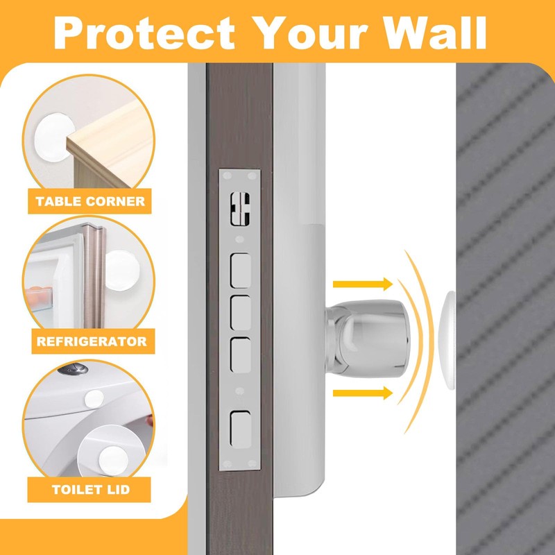 Hantoc Wall Door Stop, Set of 8, White Wall Buffer