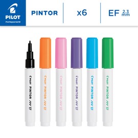PILOT - Pintor, Creative Mix, Wallet of 6 Creative Multi-Surface Water-Based Permanent Markers - Quick Dry - For Fabrics, Glass, Wood, Stone, DIY - Extra-Fine Tip - Assorted Creative Colors