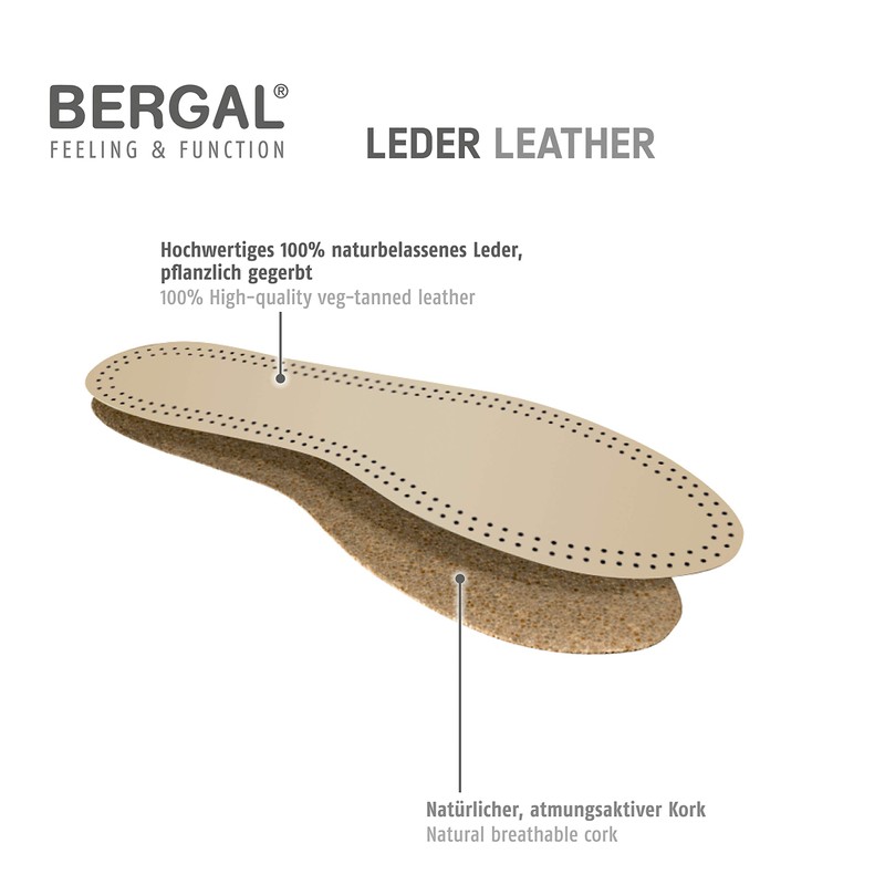 Bergal Schafleder Kork Orthotic Insole, Brown (Braun), 45 EU