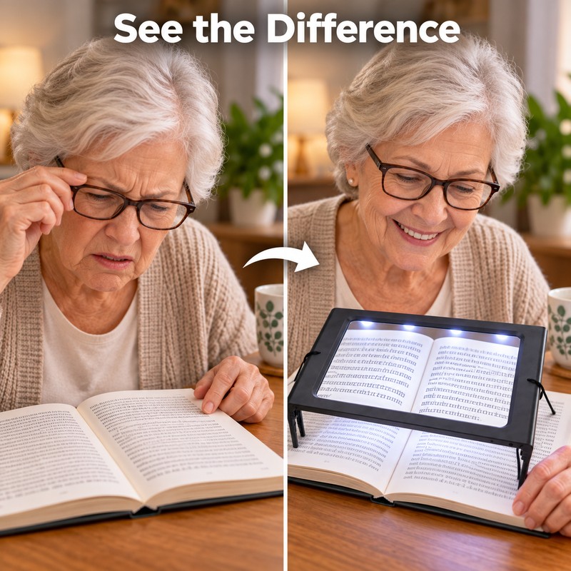 Full-Page Magnifier for Reading – 3X Foldable Desktop Lens with