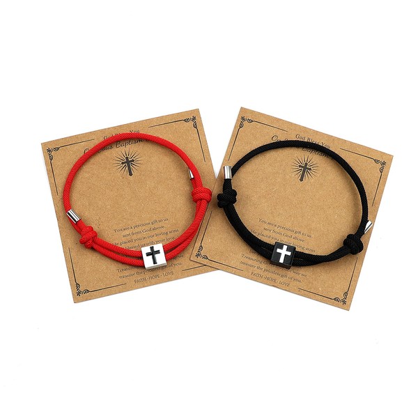 LUOKIFUR Cross Bracelet Couple bracelet Baptism Gift Christian Catholic Religious