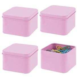 SHIDOW Paper Clip Holders, Binder Clip Storage Containers, Document Clips Organizer, Office Supplies Storage Boxes with Lid, Pink Desk Accessories for Office (4PCS )