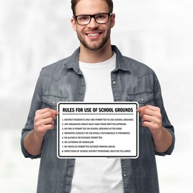 Rules For Use Of School Grounds Sign, 10x7 Inches, 4 Mil Vinyl Decal Stickers Weather Resistant, Made in USA by My Sign Center