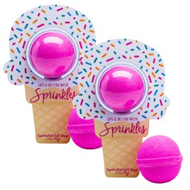 Cait + Co Relaxing Bath Bomb Giftable, 3.5 Ounce Coconut Milk Recipe, Starfruit and Mango Scent, Ice Cream - Pack of 2