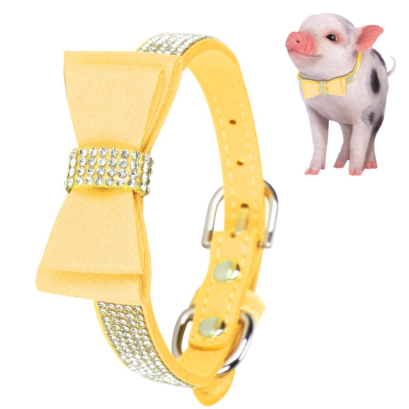 Adjustable Microfiber Double Bowknot Crystal Sparkle Rhinestone Cat Collar Pet