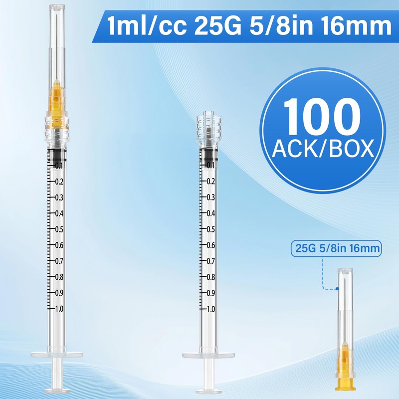 Anwoi 100 Pack 1cc 25G x 5/8 Inch Scientific Industrial