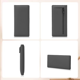 WishLotus Slim Wallet for Women, Bifold PU Leather Long Rfid Blocking Wallet Large Capacity Credit Card Wallet with ID Window Coin Zip Pocket Credit Card Holder for Men (Green)