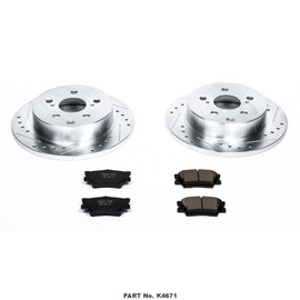 Power Stop K4671 Rear Z23 Carbon Fiber Brake Pads with Drilled & Slotted Brake Rotors Kit