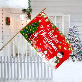 NASIAN Merry Christmas Flags 3x5 Outdoor Happy New Year Christmas Santa Claus Snowman Yard Flags for Outside Christmas Vacation Decorations Winter Xmas Holiday House Banner Decor