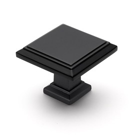 Ravinte 25 Pack 1-3/16 Inch Matte Black Kitchen Square Cabinet Knobs Solid Drawer Pulls Black Single Hole Kitchen Cabinet Hardware Knobs for Cabinets and Drawers