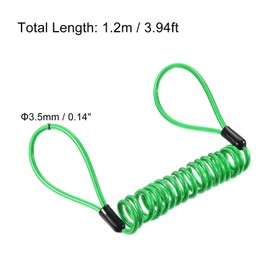TOP-VIGOR 1Pcs Security Steel Cable 3.5mm x 1.2m / 3.94ft Coated Spring Luggage Lock Anti Theft Wire Rope with Double Loop for Luggage, Bicycles, Doors, Green
