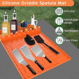 Silicone Griddle Tools Mat,Side Shelf Mat for Blackstone, Blackstone Griddle Accessories,Grill Pad,BBQ Grill Tool Mat,Heat Resistant Spatula Mat for Spoon &Grill Utensil for Kitchen,Countertop,Cooking