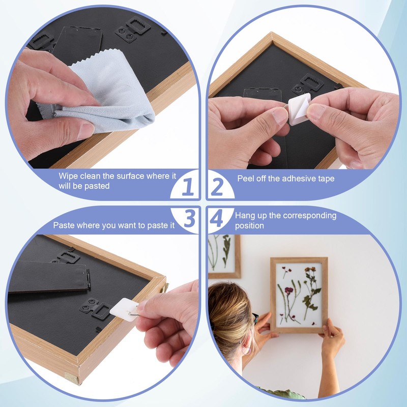 60 Pack Adhesive Picture Hanger, Foamboard Picture Hanging Hooks Without