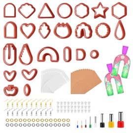 SAVITA 142pcs Polymer Clay Cutters, Plastic Earring Cutters with Earring Hooks Earring Backs Jump Rings Sealing Bags Earring Jewelry Making Supplies（24 Shapes）