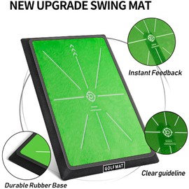 Golf Trace Strike Pad with 2 x Surface Flannelette Path for Golf Training Practice Swing Mat