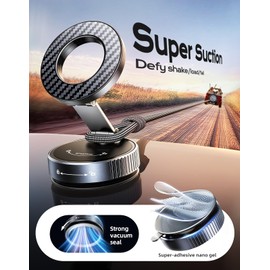 Viccux 2025 actualizado [Nano gel + succión al aspiradora] Soporte para teléfono de coche MagSafe, 360° ajustable y 2400GF fuertes soportes magnéticos para teléfono para tu coche, salpicadero de coche